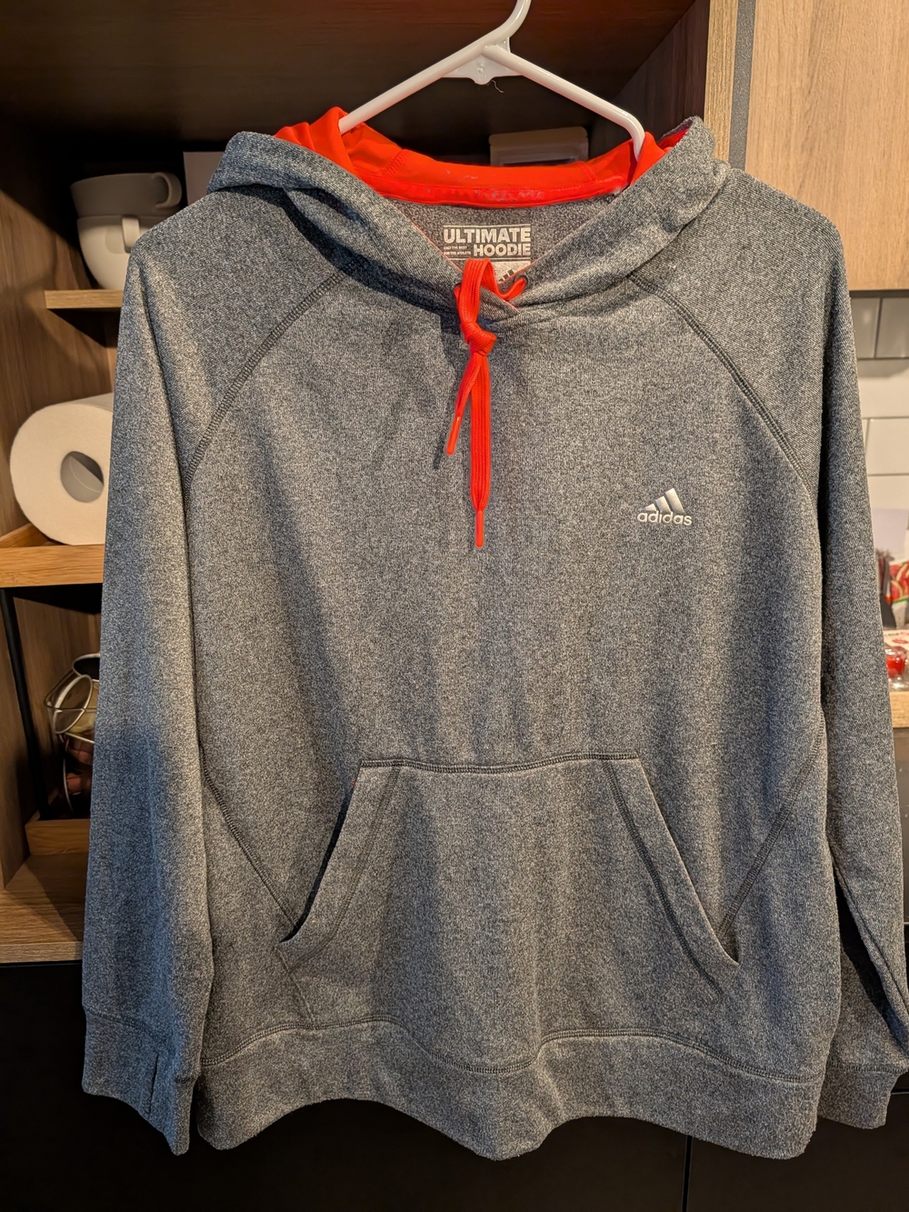 adidas Women’s Gray Hoodie with Red Hood Lining